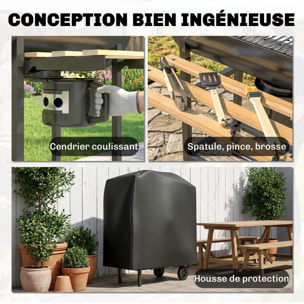 Barbecue charbon rôtissoire électrique intégrée accessoires rangements