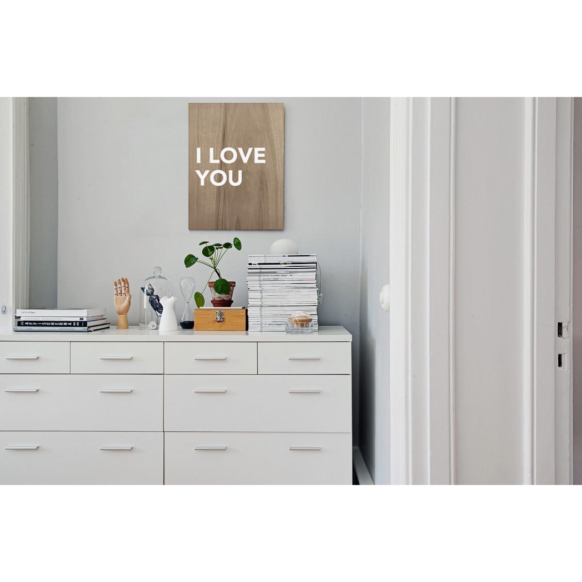 Tableau en bois I love you Hauteur: 40 Longueur: 30 Largeur: 1