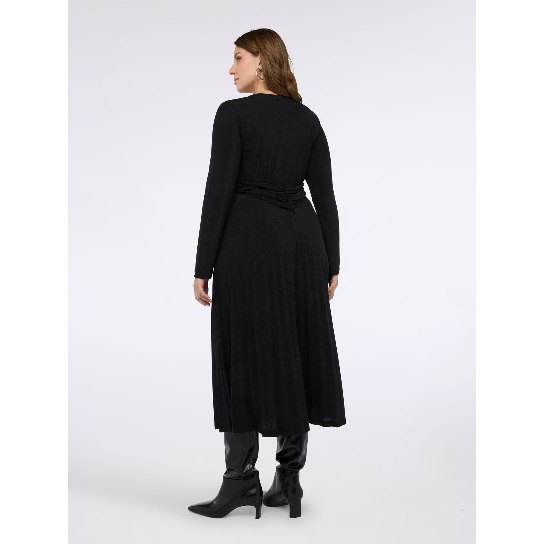 Fiorella Rubino - Vestito lungo DREAM in jersey lurex con gonna plisse - Nero