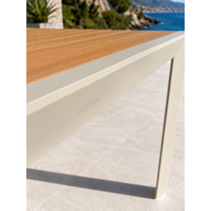TONGA - Table de jardin 4 places en alu plateau polywood  aspect bois