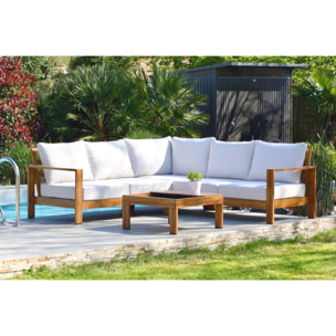 MAJORQUE - Salon de jardin d'angle 5 places en aluminium effet bois