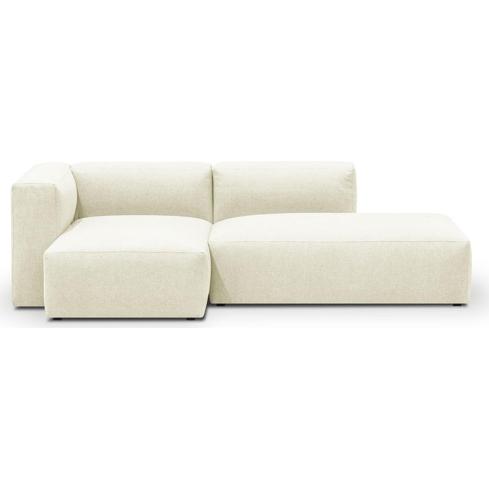 Canapé d'angle à gauche modulable avec méridienne 3/4 places en tissu ivoire - Modulo New