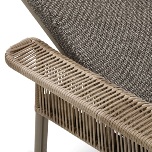 Lot de 2 chaises longues en aluminium et tissu moka MADRAGUE