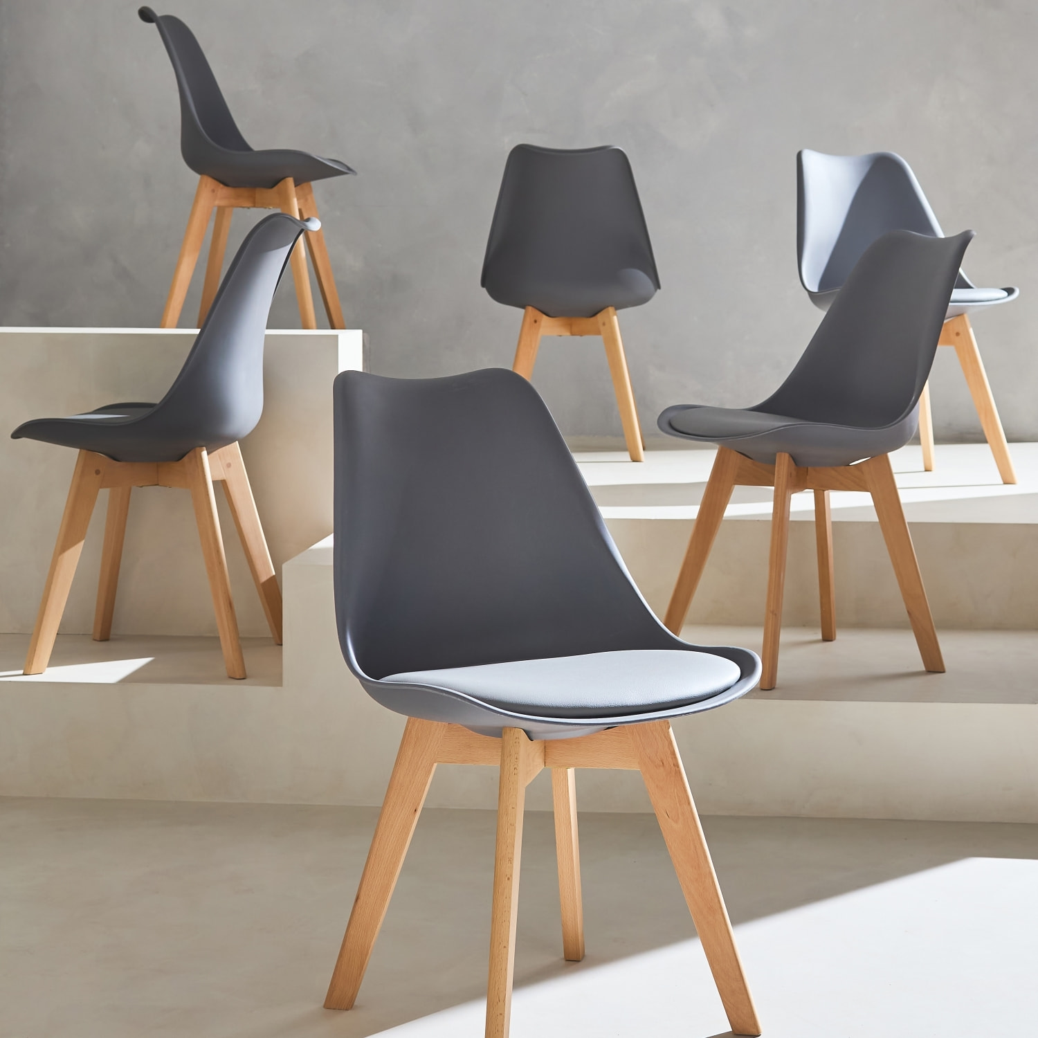 Chaise scandinave bois de hêtre (lot de 6) NILS