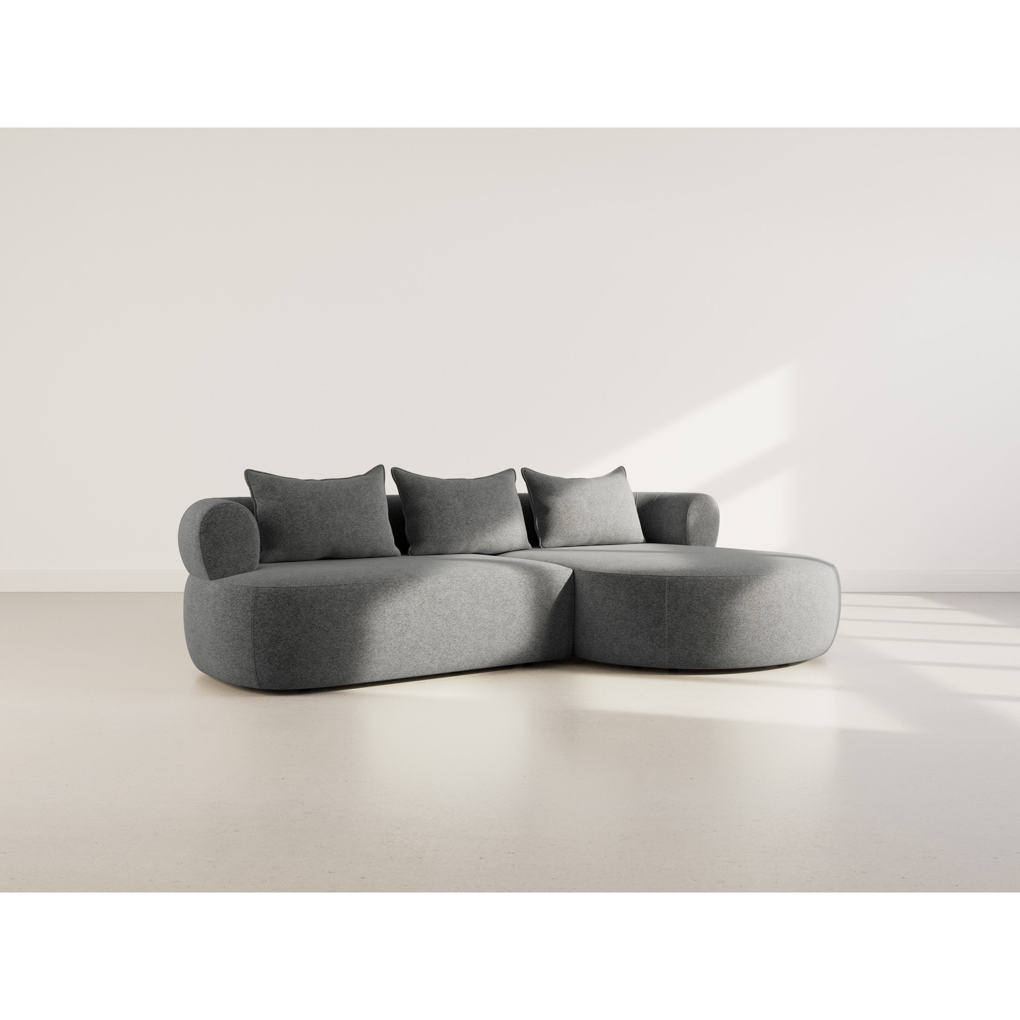 Angela - canapé d'angle droit 4 places en velours texturé - Noir