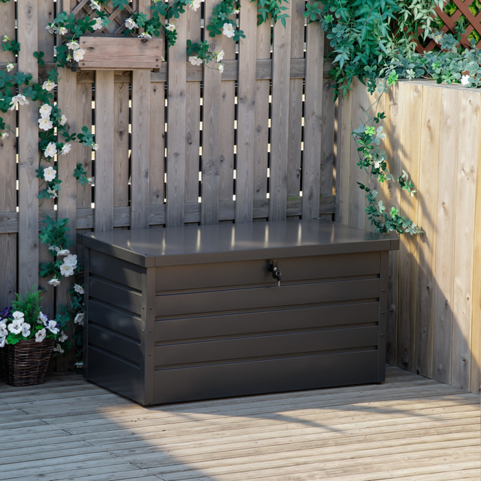 Coffre de jardin grande taille 311L dim. 120x62x62cm verrouillable acier galvanisé anthracite