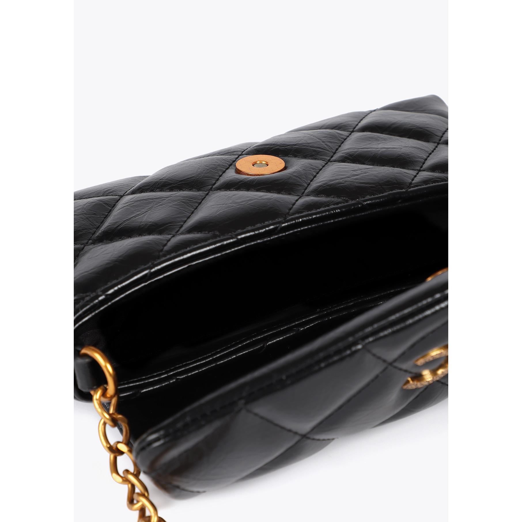 Mini Borsa a Tracolla Trapuntata con Logo LC Leopardo