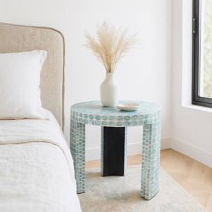 Table d'appoint en coquille de capiz bleu SOLNA