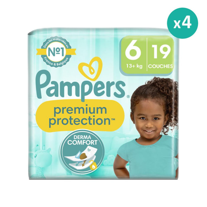 4x19 Couches Premium Protection Taille 6, Pampers