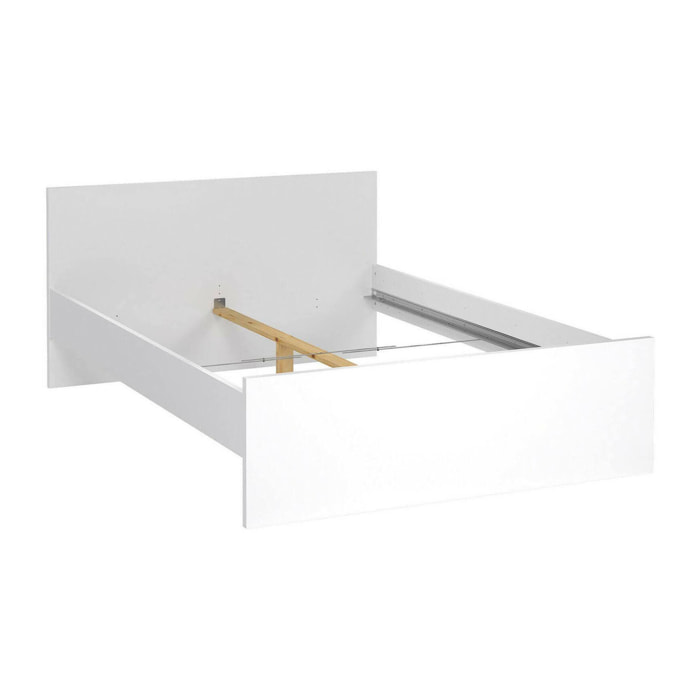 Letto piazza e mezza Bora, Sommier per camera da letto, Giroletto per stanza, Struttura porta materasso, 207x146 h80 cm, Bianco lucido