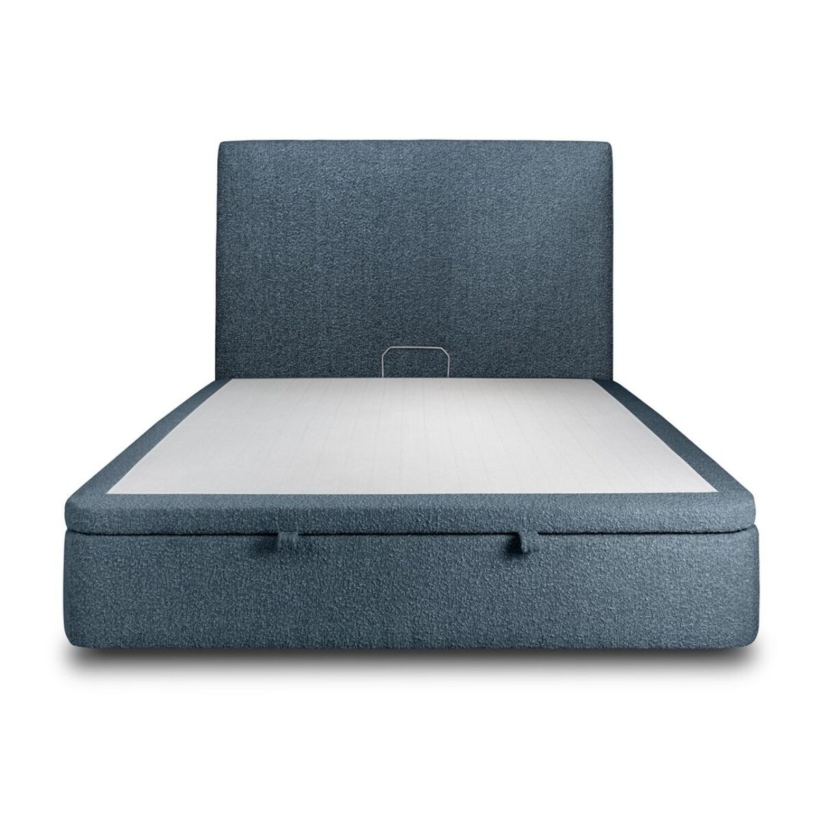 Lit avec sommier et tête de lit lisse - Tissu bouclette au style épuré - Adapté à tous les matelas, montage rapide - Grand Rangement