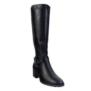Stivali in simil pelle con tacco comodo e fascia elastica laterale