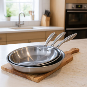 Batterie de cuisine 6 pièces en acier inoxydable - tous feux TRINOX