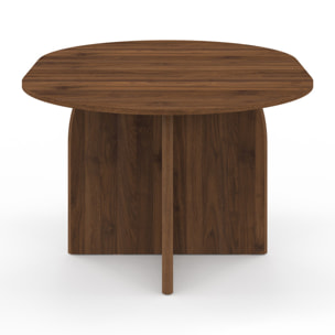 Table à manger ronde extensible Japandi Ø110-150cm effet noyer