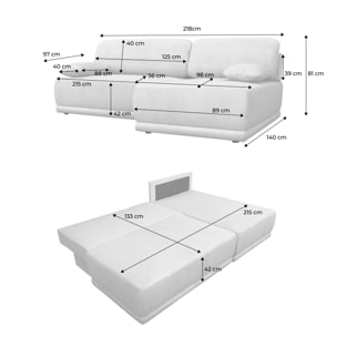 Banquette canapé d'angle droit convertible 3 places velours côtelé avec coffre NELSON