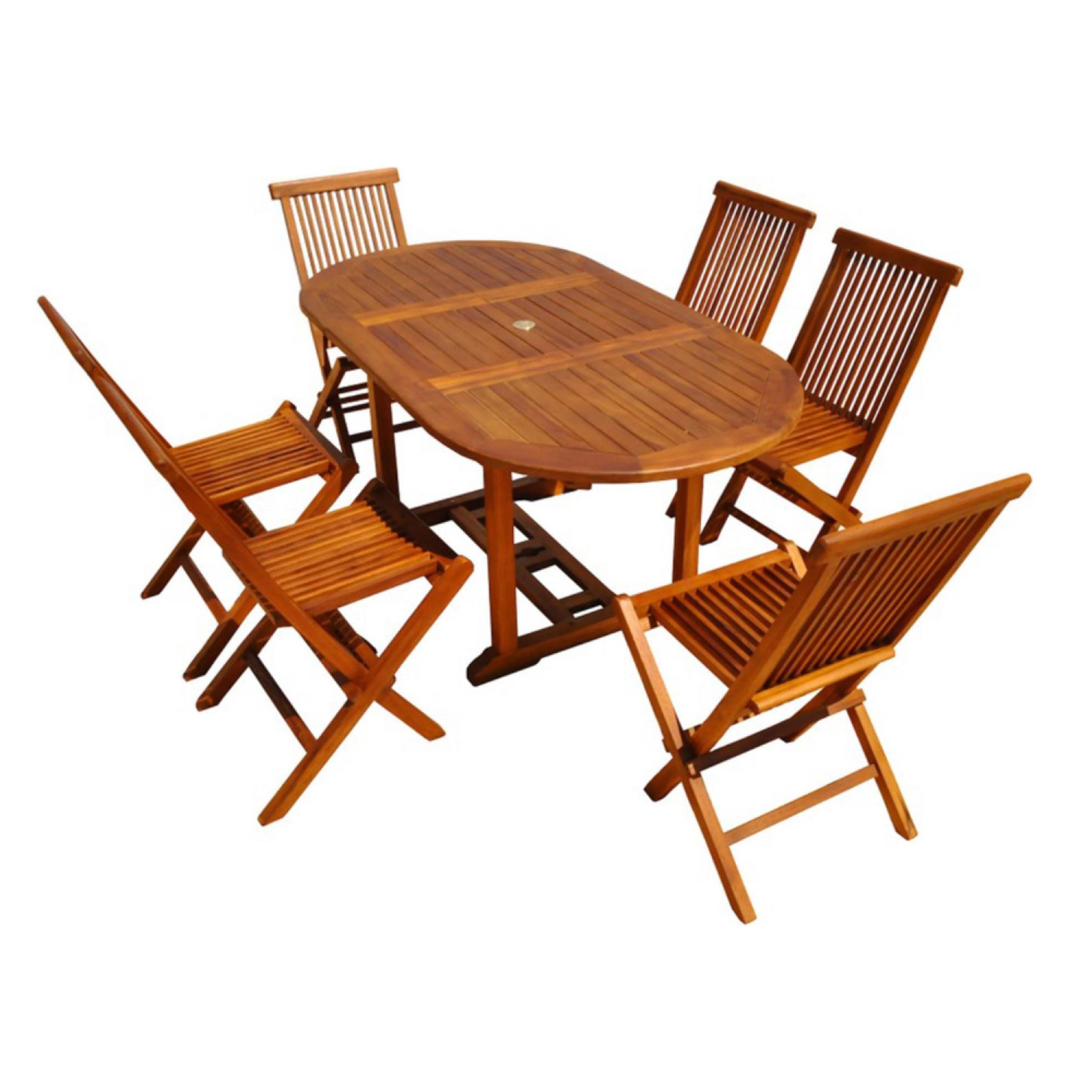 Table de jardin rectangulaire et 6 chaises en teck huilé NARRA