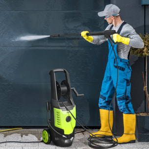 Hidrolimpiadora de Alta Presión 2200W, Presión 170 Bar, Caudal 420 L/h, con Bomba de Aluminio, Parada Automática, Manguera de 6 m, Incluye Botella de Espuma y Boquilla Ajustable Verde y Negro