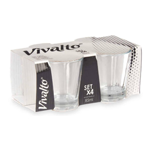 Set 4 vasos vidrio cafe 85ml colección vivalto