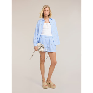 Motivi - Camisa oversize a rayas con bordados de perlas - Light - blue