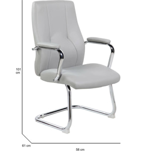 Sedia da ufficio Townsville, Seduta sala da attesa con braccioli per ufficio, Seduta ergonomica da attesa, 61x58h101 cm, Grigio