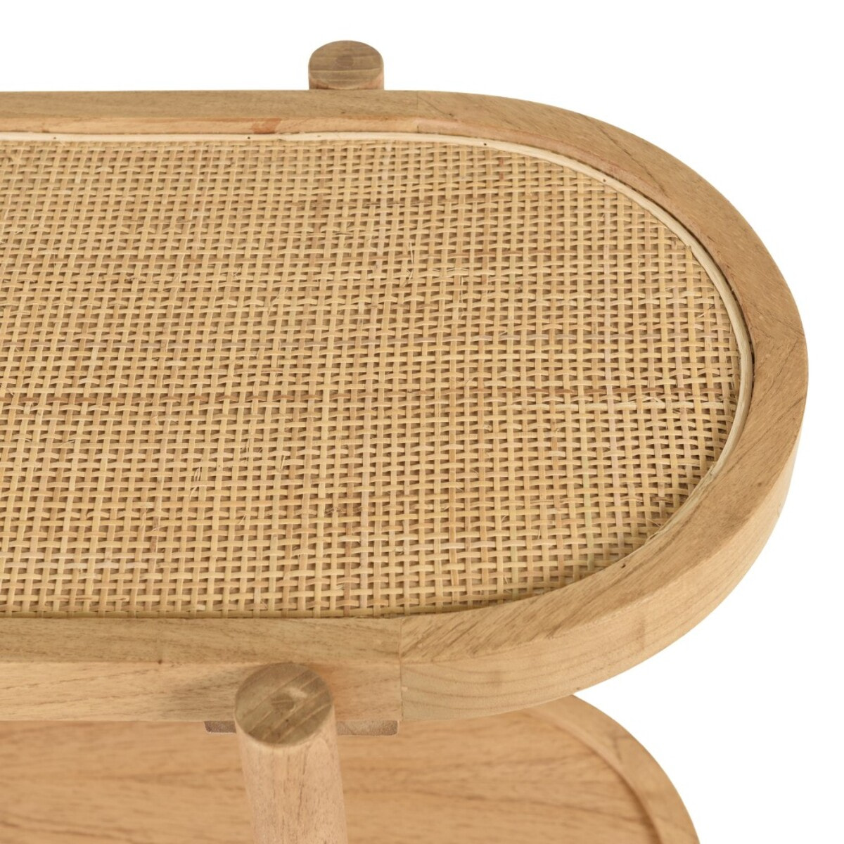 AMY - Console en mindi avec tablette supérieure en rotin naturel AMY