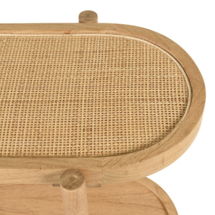 AMY - Console en mindi avec tablette supérieure en rotin naturel AMY