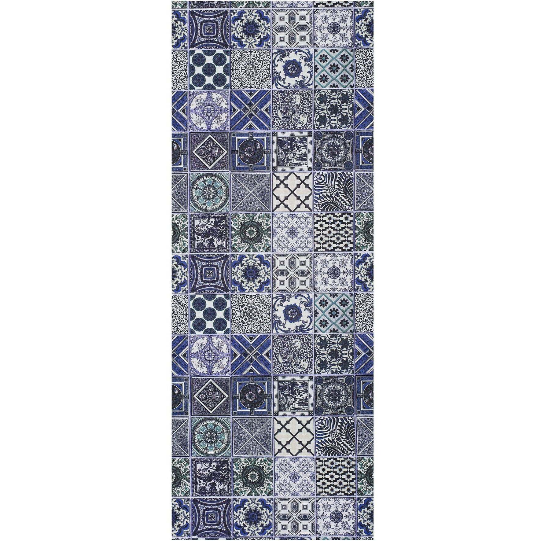 SPRINTY Alfombra vinílica de cocina diseños bohemios en azul, varias medidas disponibles.