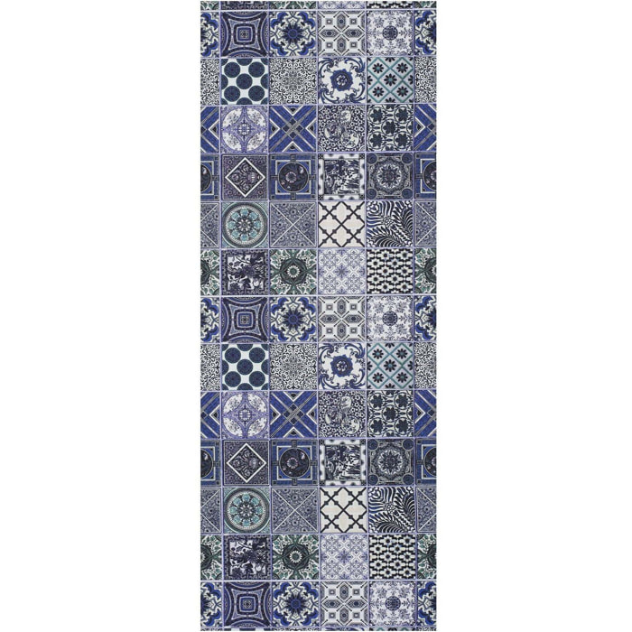 SPRINTY Alfombra vinílica de cocina diseños bohemios en azul, varias medidas disponibles.