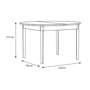 Table de repas ronde extensible 130 à 165 cm décor chêne - BEVERLY