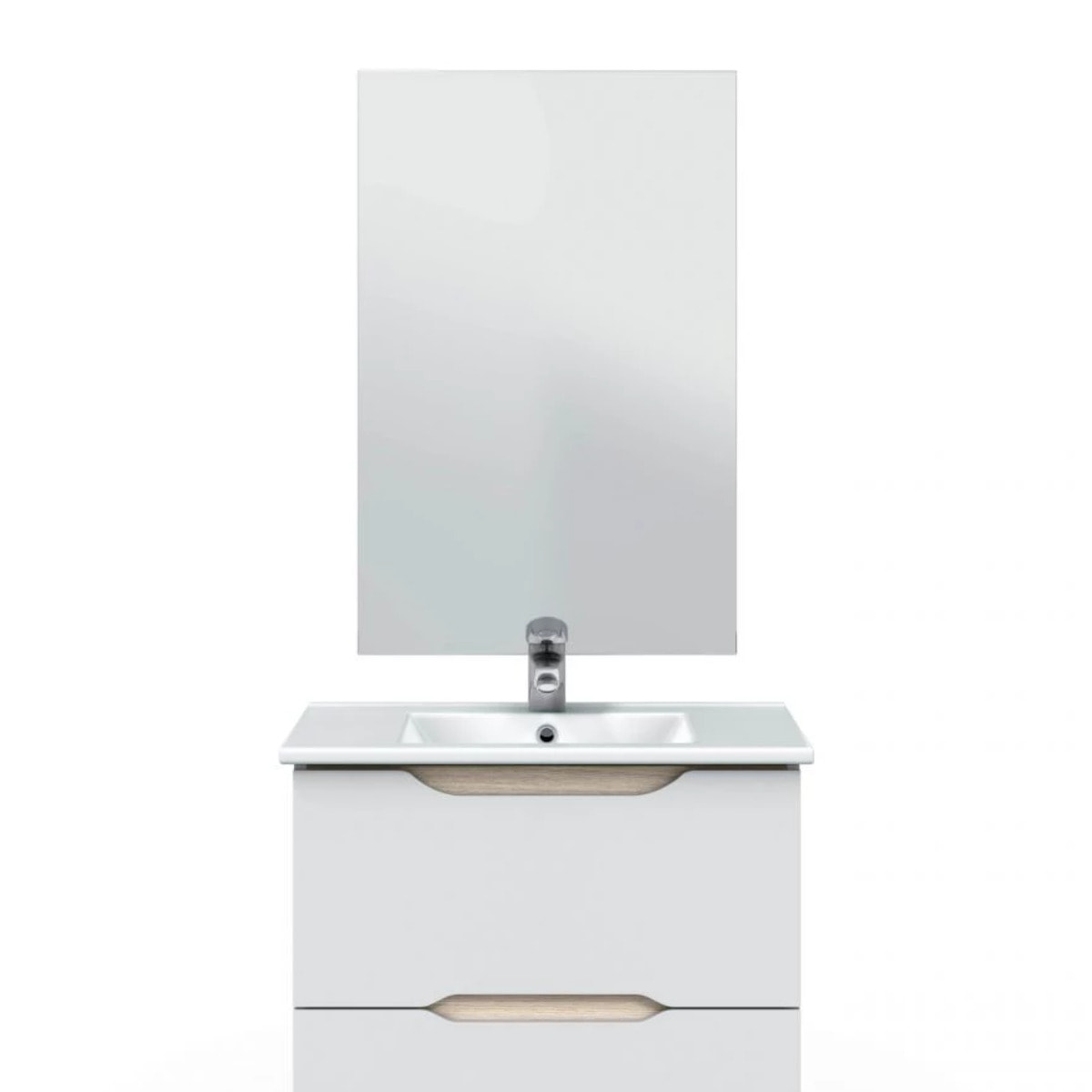 Pack de baño con lavabo cerámico Nexa Blanco - Roble