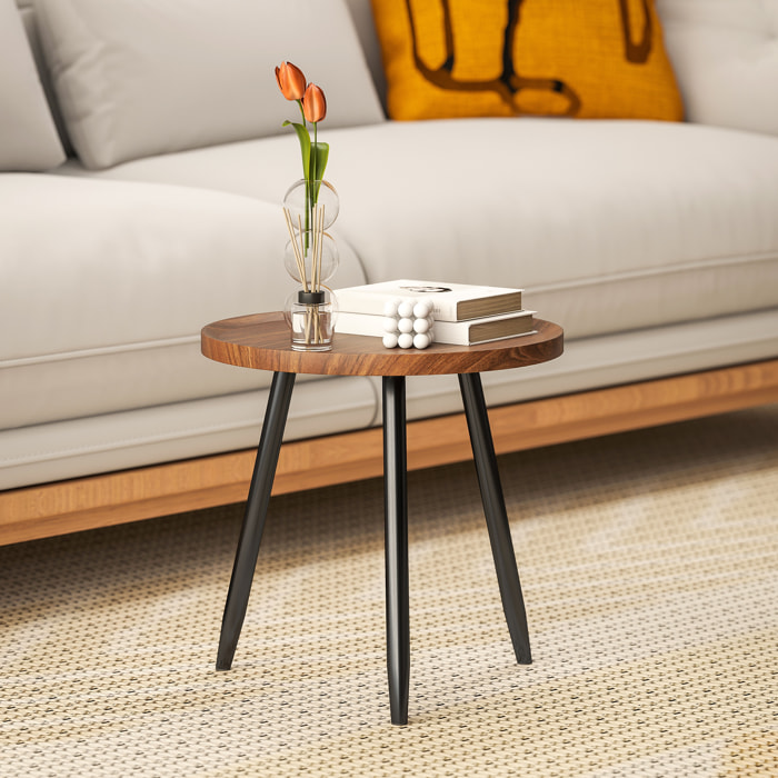 Tables basse gigogne design piètement effilé métal noir effet bois de noyer