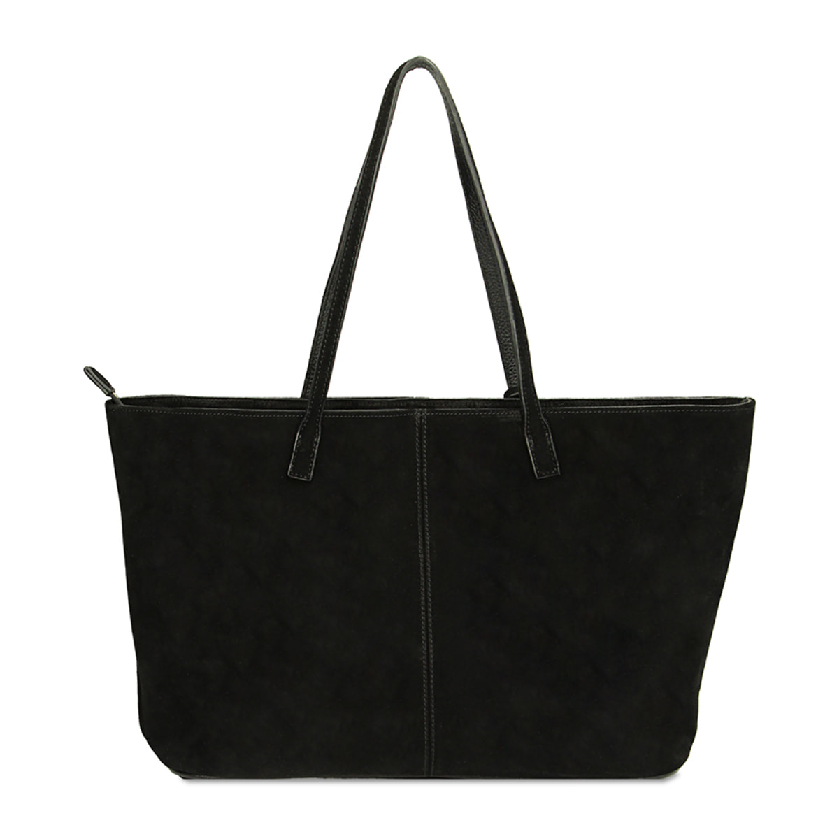 Borsa a spalla shopper nera in camoscio