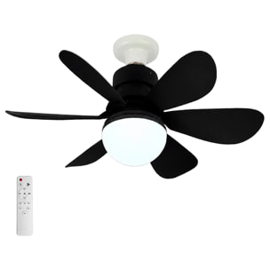 Ventilador de techo FS-HX-R420 de 42 cm. Adaptador E27, 3 velocidades y luz LED regulable de 12 W. Incluye mando a distancia.