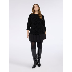 Fiorella Rubino - T-shirt in jersey con stampa pizzo in rilievo - Nero