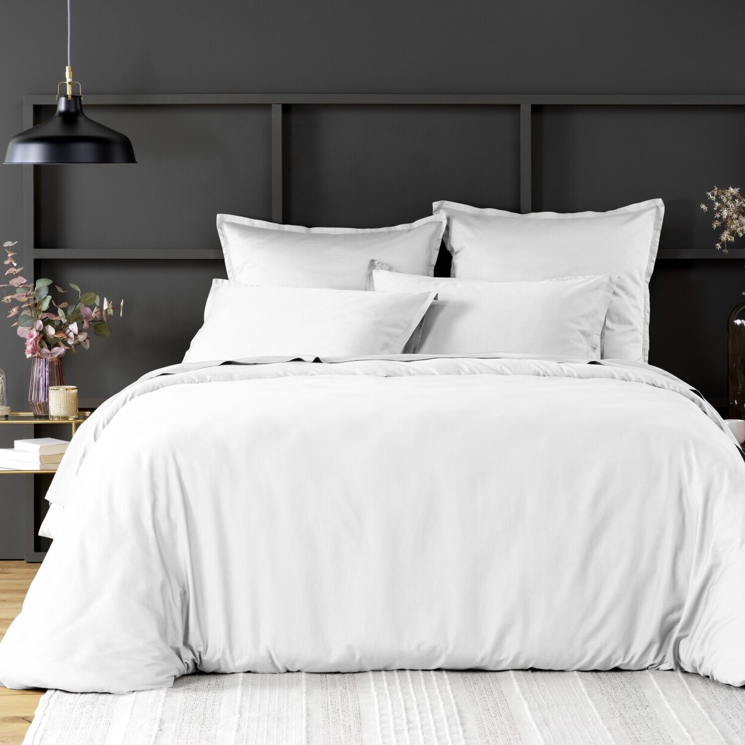 Paire de taies d'oreiller 100% satin de coton lavé 105 fils beige