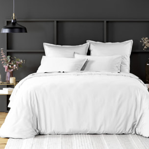 Paire de taies d'oreiller 100% satin de coton lavé 105 fils beige