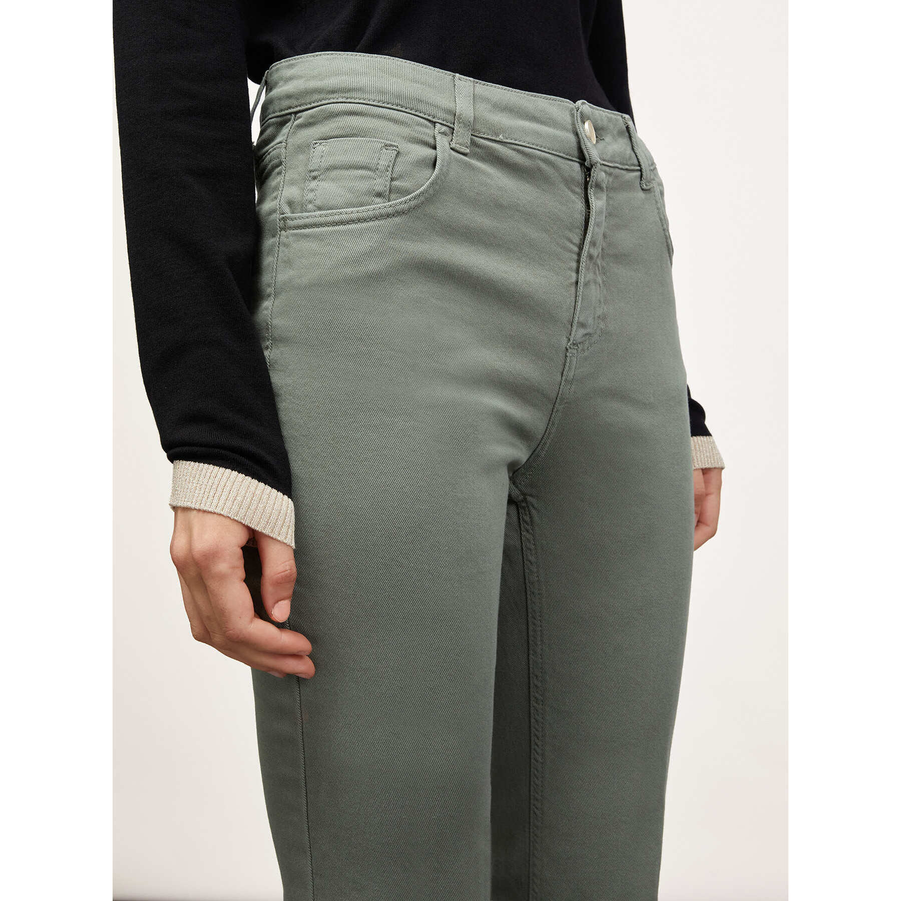 Motivi - Pantalones kick flare de drill - Verde