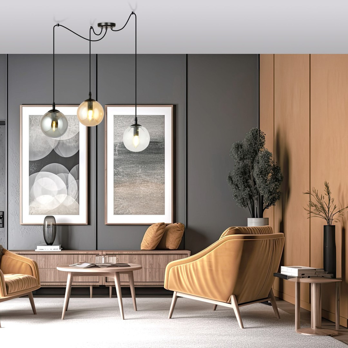 Lampada a sospensione GIGI con diffusori in vetro mix