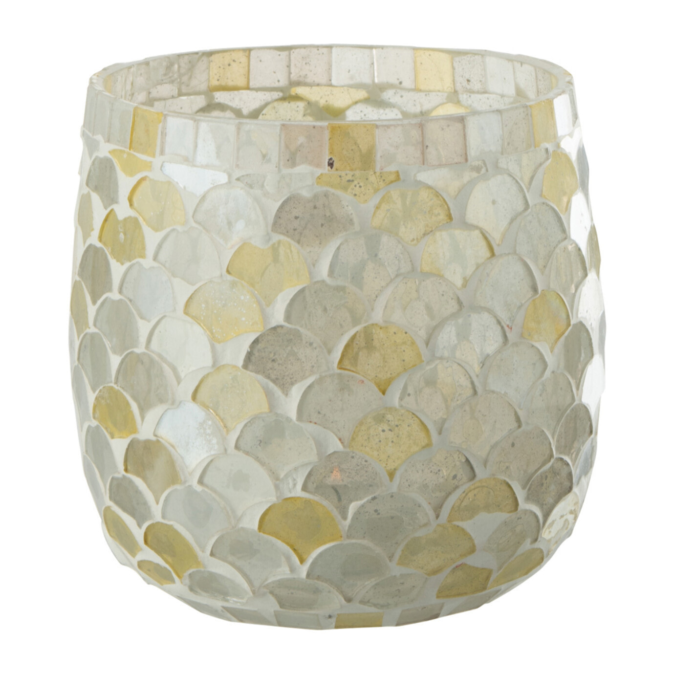 J-Line photophore Mosaique - verre - blanc/jaune clair - medium