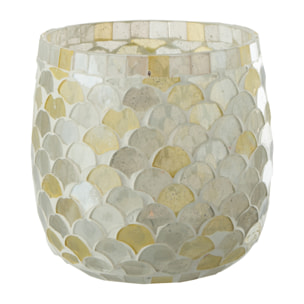 J-Line photophore Mosaique - verre - blanc/jaune clair - medium