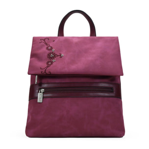 Mochila antirrobo burdeos con bordado y tachas
