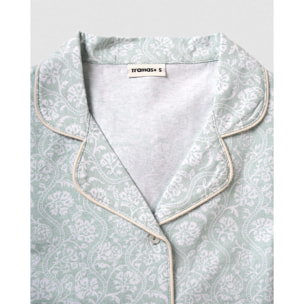 Pigiama lungo camicia in cotone verao celeste