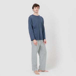 Pijama largo algodón revilla azul marino