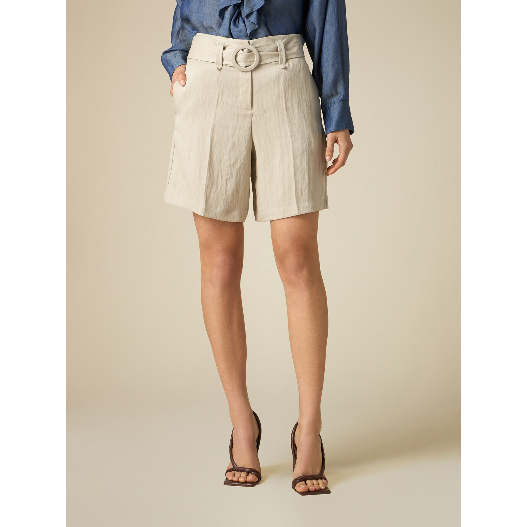 Oltre - Shorts misto tencel - Beige