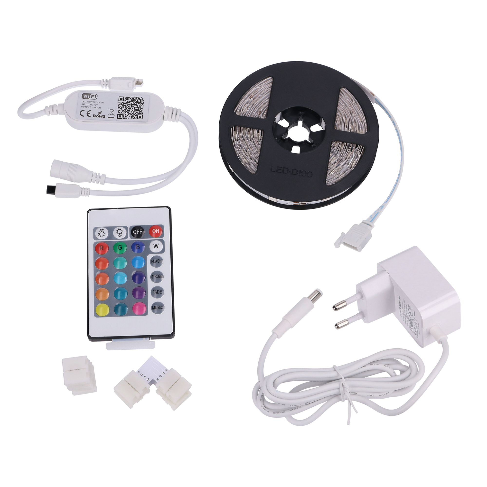 FORLIGHT Tira LED RGB de 5m 12W con control ON-OFF y protección IP20 para uso interior