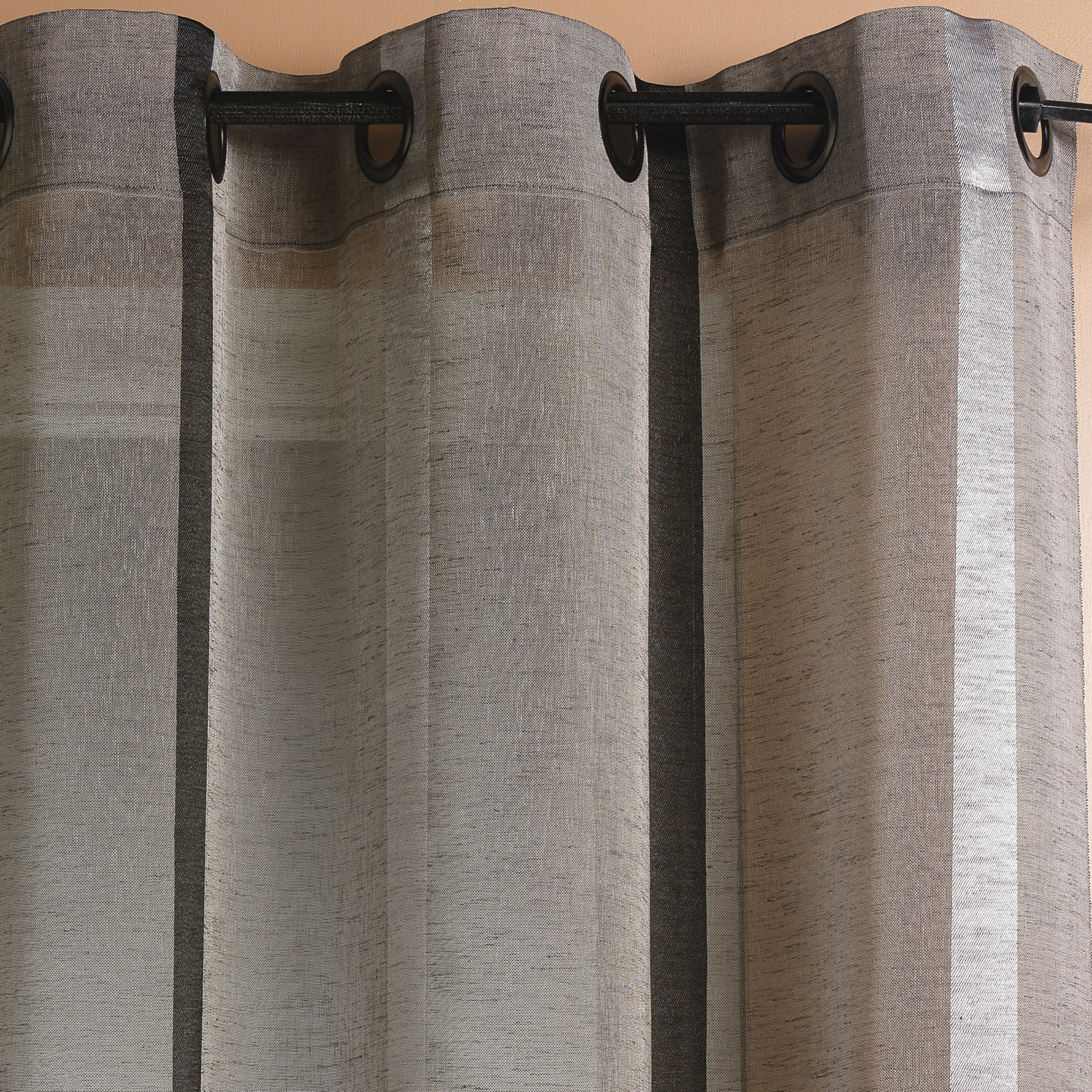 Voilage Etamine Rayures verticales - Gris clair