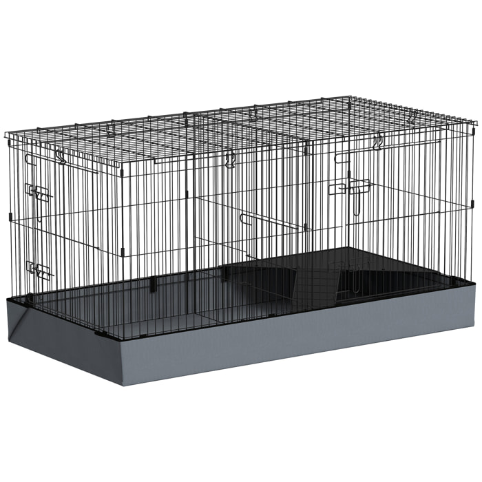 Jaula para Animales Pequeños 2 en 1 Parque para Mascotas Recinto para Conejos con Tapa Removible para Cobayas Erizos 121x61x61 cm Negro