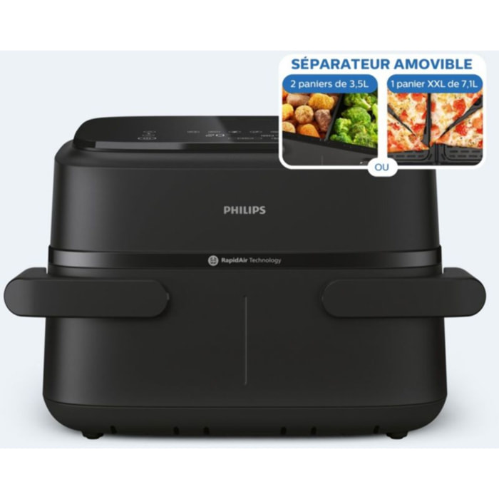 Airfryer PHILIPS NA150/00 friteuse sans huile panier flexible avec séparateur amovible, Série 1000 7.1L