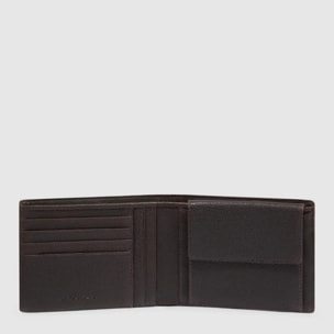 Piquadro Portafogli in tessuto riciclato e pelle con portamonete, schermato con protezione RFID