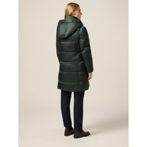 Oltre - Piumino lungo in nylon con cappuccio - Verde